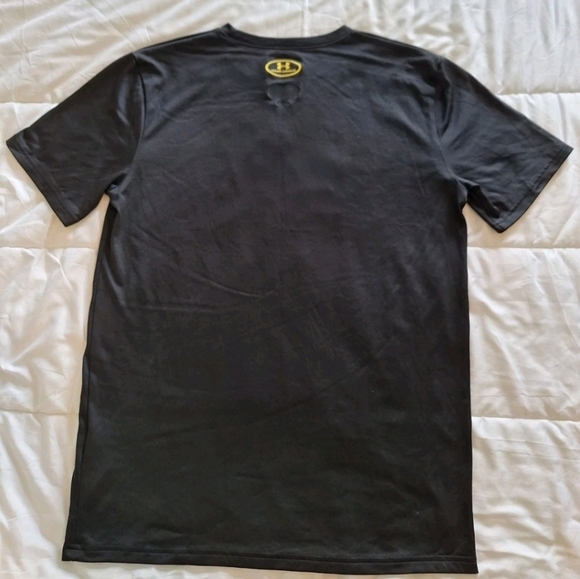 Under Armour Marvel Black T-shirt Iron Man Boys Large YLG Loose Heat Gear - Picture 7 of 8